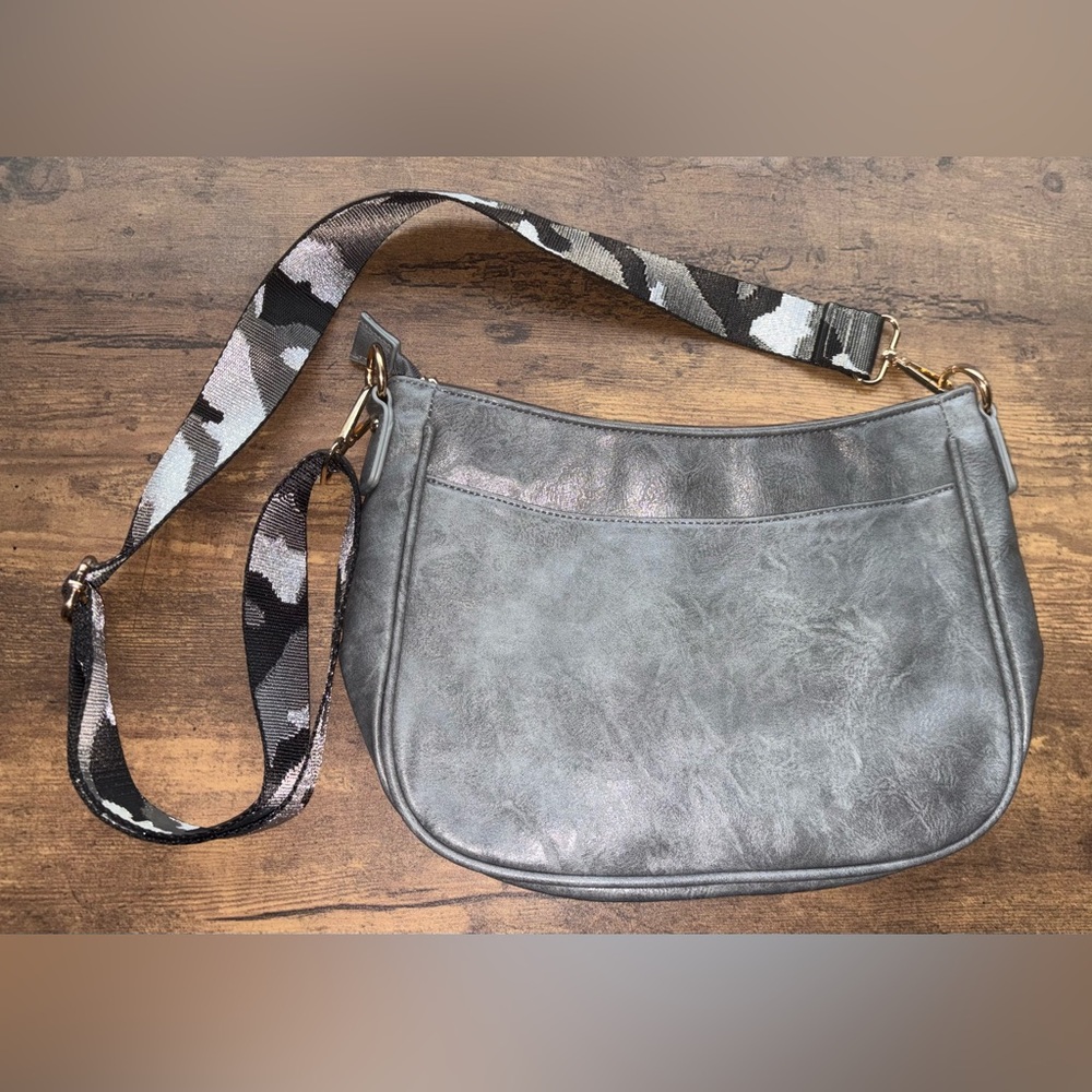 NWOT Gray Leather Shoulder Bag